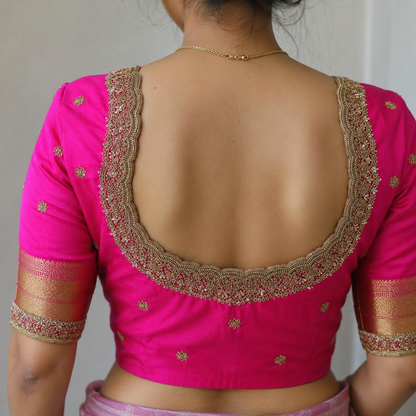 Pink Maggam Work Blouse