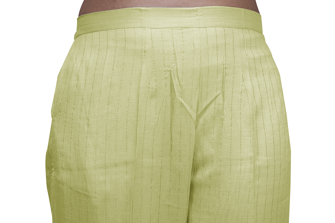 Regular Fit Women Yellow, Light Green Cotton Blend Trousers | S3YP781