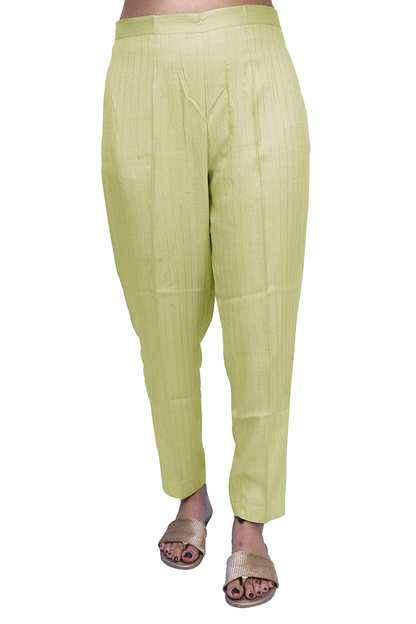 Regular Fit Women Yellow, Light Green Cotton Blend Trousers | S3YP781