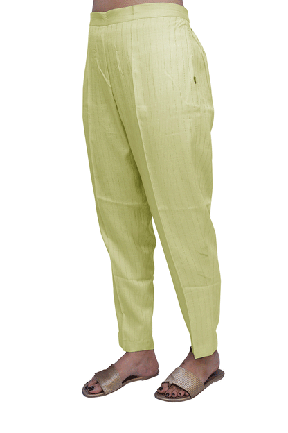 Regular Fit Women Yellow, Light Green Cotton Blend Trousers | S3YP781