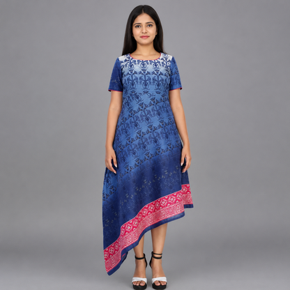floral Blueprint cut Kurti | S3K554