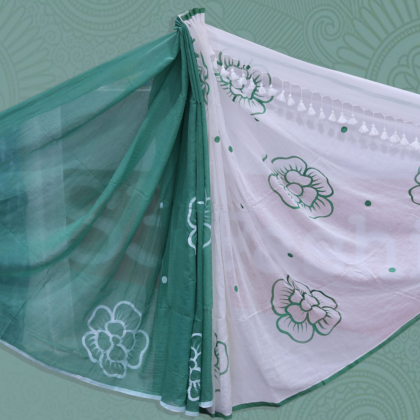 Mul Cotton Hand Painted Saree