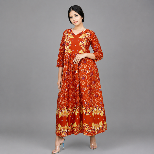 Full Length Flared/A-line Gown (ORANGE) | S3K541