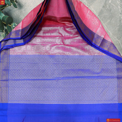 Pink and Blue Border Pure Silk  Saree | Pure Silk Pattu