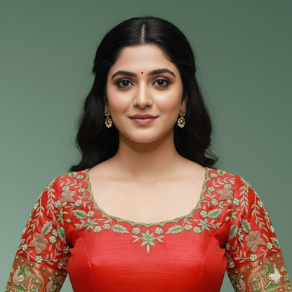 Red Maggam work Blouse