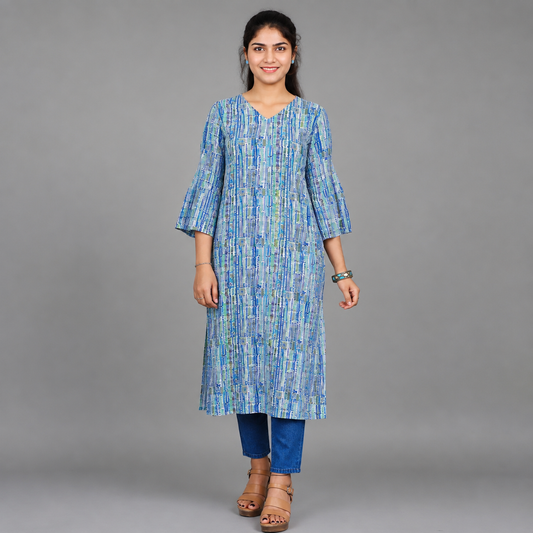 Abstract Print Straight Kurta for Women – Modern Ethnic Wear| S3X217