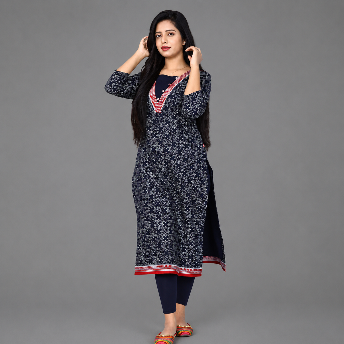 Black Printed Straight Kurta for Women – Elegant & Versatile Ethnic Wear| S3K890