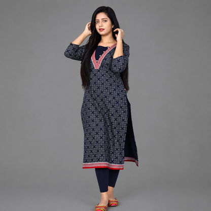 Black Printed Straight Kurta for Women – Elegant & Versatile Ethnic Wear| S3K890