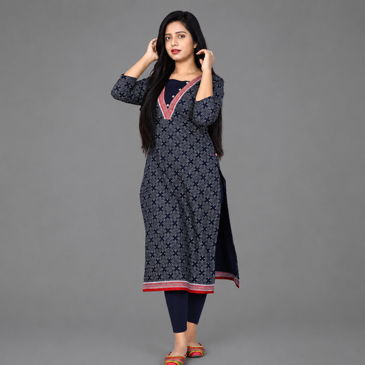 Black Printed Straight Kurta for Women – Elegant & Versatile Ethnic Wear| S3K890