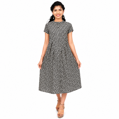 Floral print Flared/A-line Green Gown | S3W142
