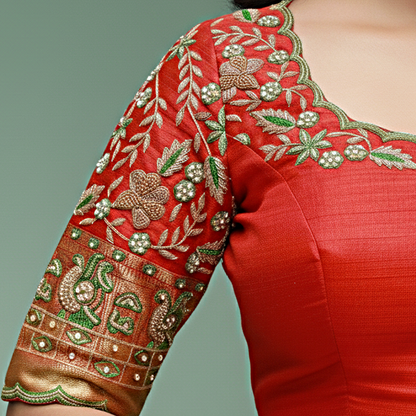 Red Maggam work Blouse