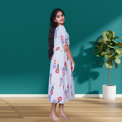 white long camisole flower printed design
