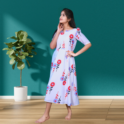 white long camisole flower printed design