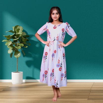 white long camisole flower printed design