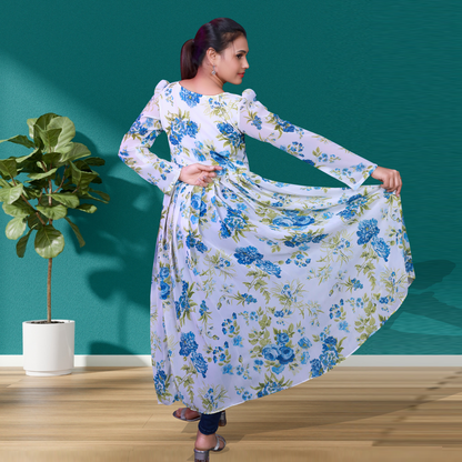 Floral Print Chiffon Maxi Longline Top