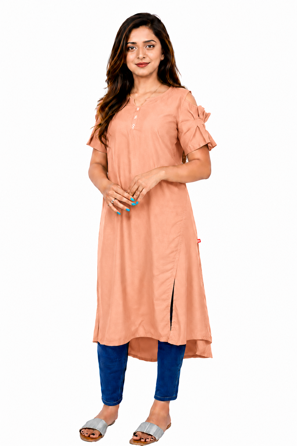 Women’s Self Design High-Low Kurta – Contemporary Ethnic Elegance | S3K276