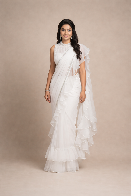 Ruffle saree