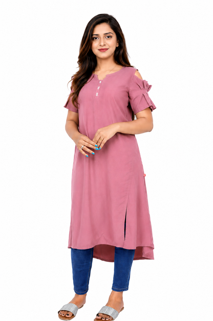 Women’s Self Design High-Low Kurta – Contemporary Ethnic Elegance | S3K276