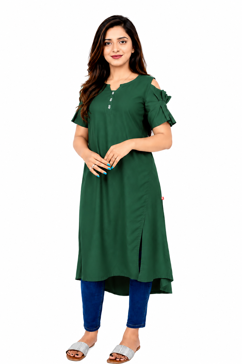 Women’s Self Design High-Low Kurta – Contemporary Ethnic Elegance | S3K276