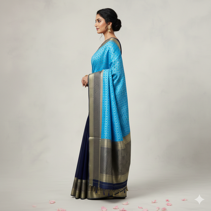 Best Product Titles for Blue & Gold Fancy Saree
