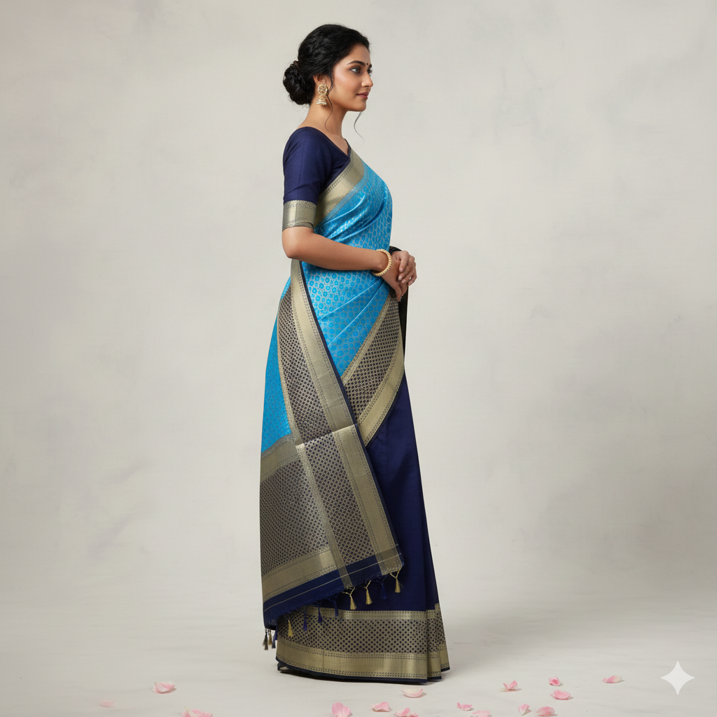 Best Product Titles for Blue & Gold Fancy Saree