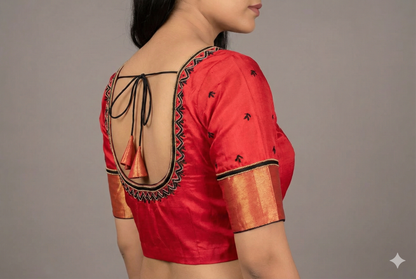 Red Maggam work Blouse | S3REDMB