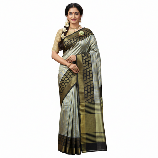 Black and Gold Color Sico Saree