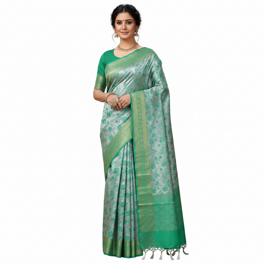 Block Blue and Gold Color Fancy Saree | Saree 1