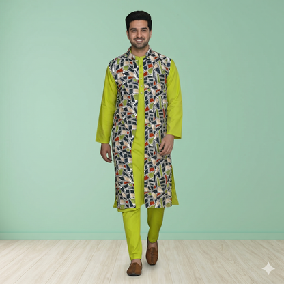 Lime green small family party wear, occasional dress.
