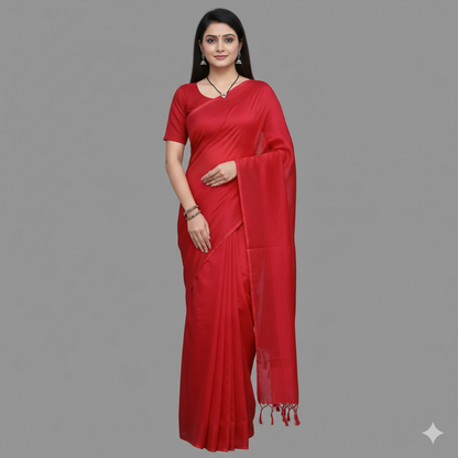 Pink Cotton Saree With Blouse | S3SB