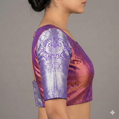 Purple & Maroon Pattu Blouse | Purple Pattu Blouse