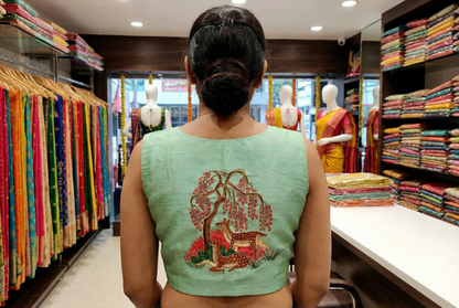 Rajasthani Heritage and hand painting Maggam work designer Sleeveless Blouse | S3B1276