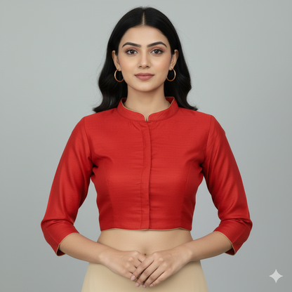 Women's Heritage  Painting & Red Maggam Work High Neck Blouse | S3B1178