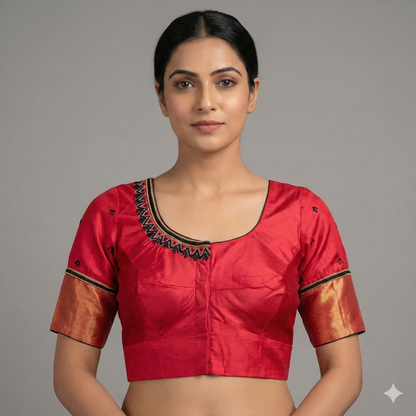 Red Maggam work Blouse | S3REDMB