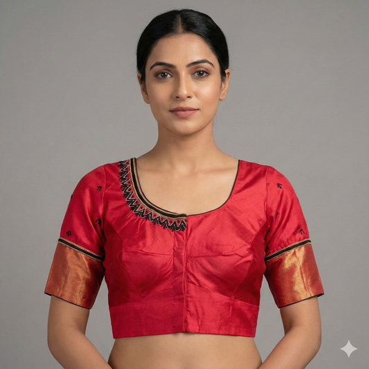 Red Maggam work Blouse | S3REDMB