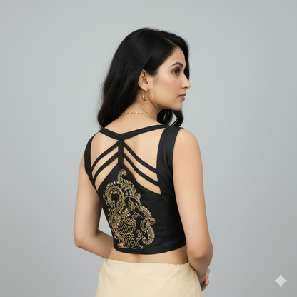 Black Back Maggam Work Designer Blouse | Black Designer