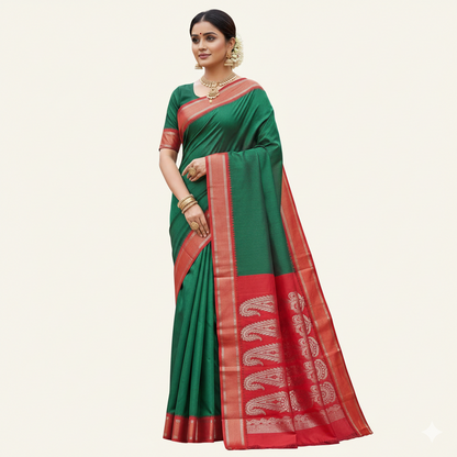 Green and Pink Checks Gadwal Saree | Saree 15