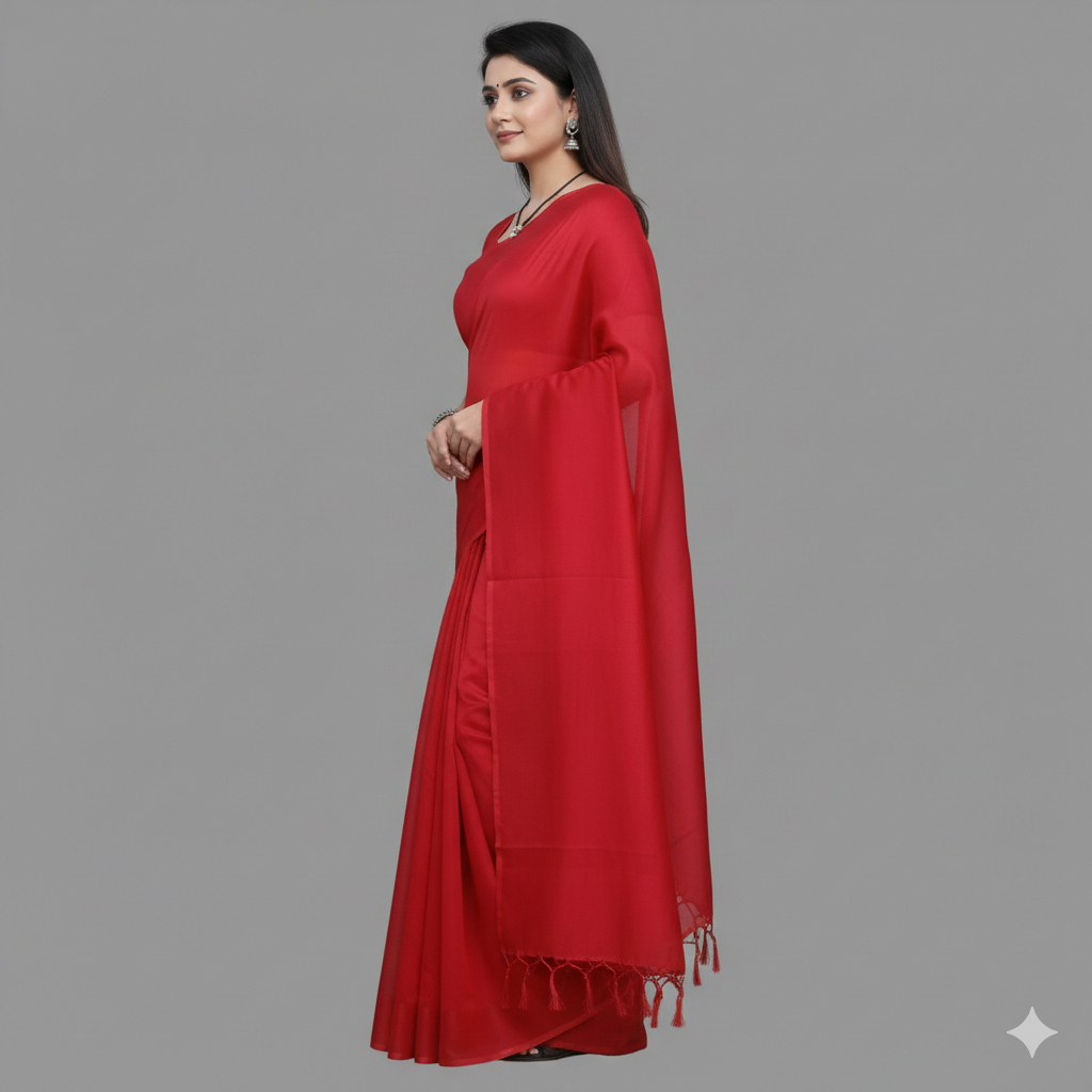 Pink Cotton Saree With Blouse | S3SB