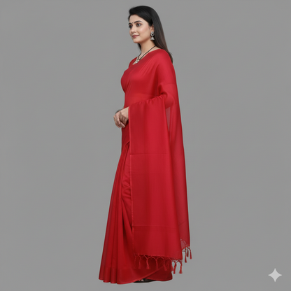 Pink Cotton Saree With Blouse | S3SB