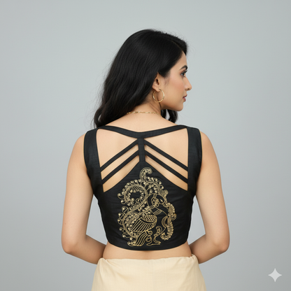 Black Back Maggam Work Designer Blouse | Black Designer