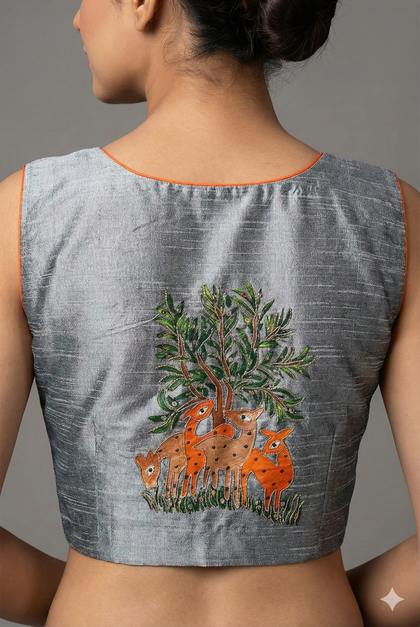 Inspiration by Gond painting & maggam handicrafts work blouse | S3B1263