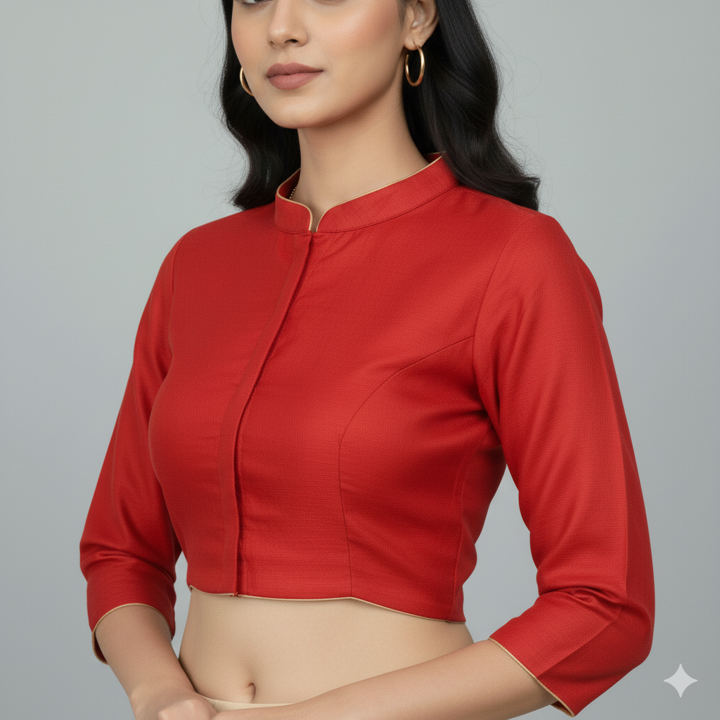 Women's Heritage  Painting & Red Maggam Work High Neck Blouse | S3B1178