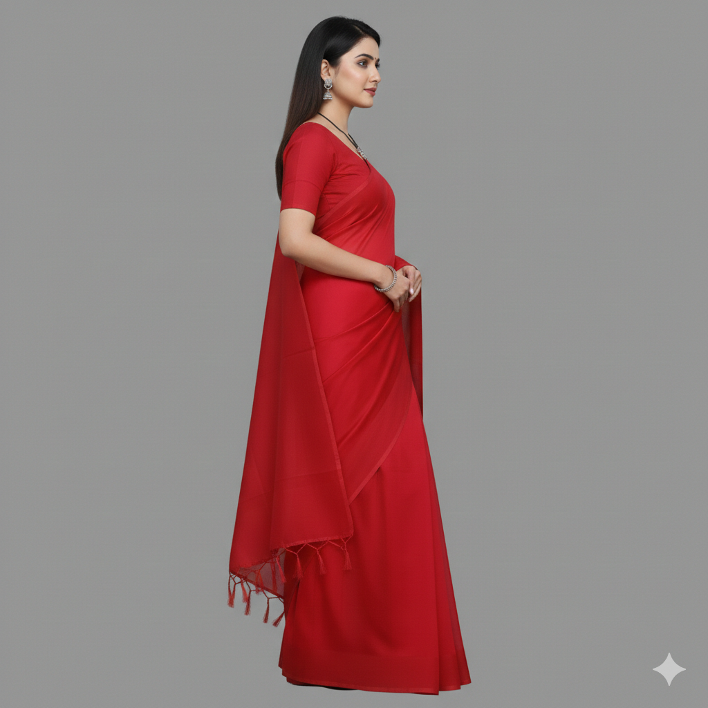 Pink Cotton Saree With Blouse | S3SB