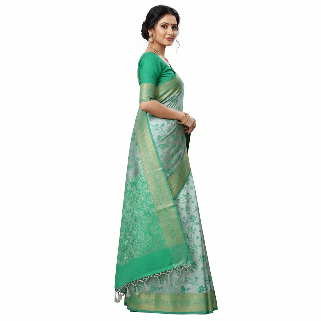 Block Blue and Gold Color Fancy Saree | Saree 1