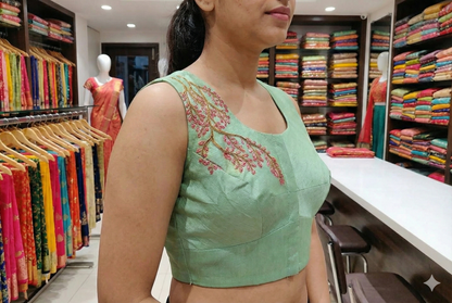 Rajasthani Heritage and hand painting Maggam work designer Sleeveless Blouse | S3B1276