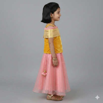 Yellow&Pink Organza Baby Girl Dress | S3BGWD4