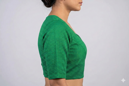 Green Solid Front Round Neck Blouse | Green Blouse