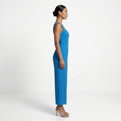 Blue Solid Sleeveless Jumpsuit | Blue Jumpsuit