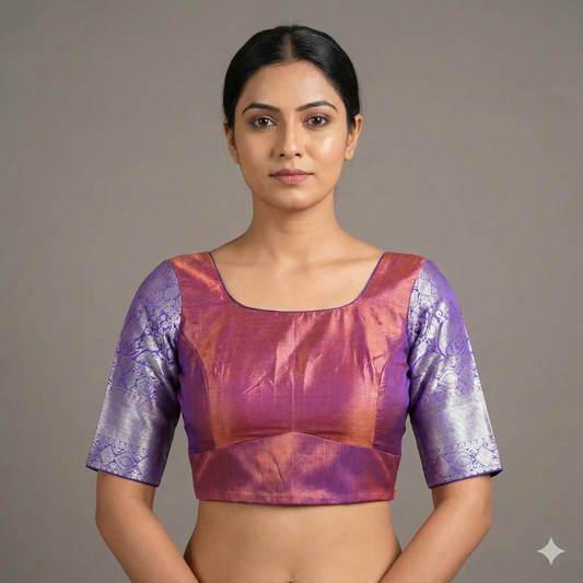 Purple & Maroon Pattu Blouse | Purple Pattu Blouse