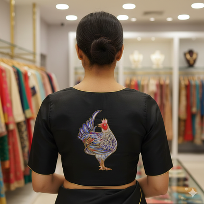Hen Hand Painted & Maggam Work designer Blouse | S3B1214